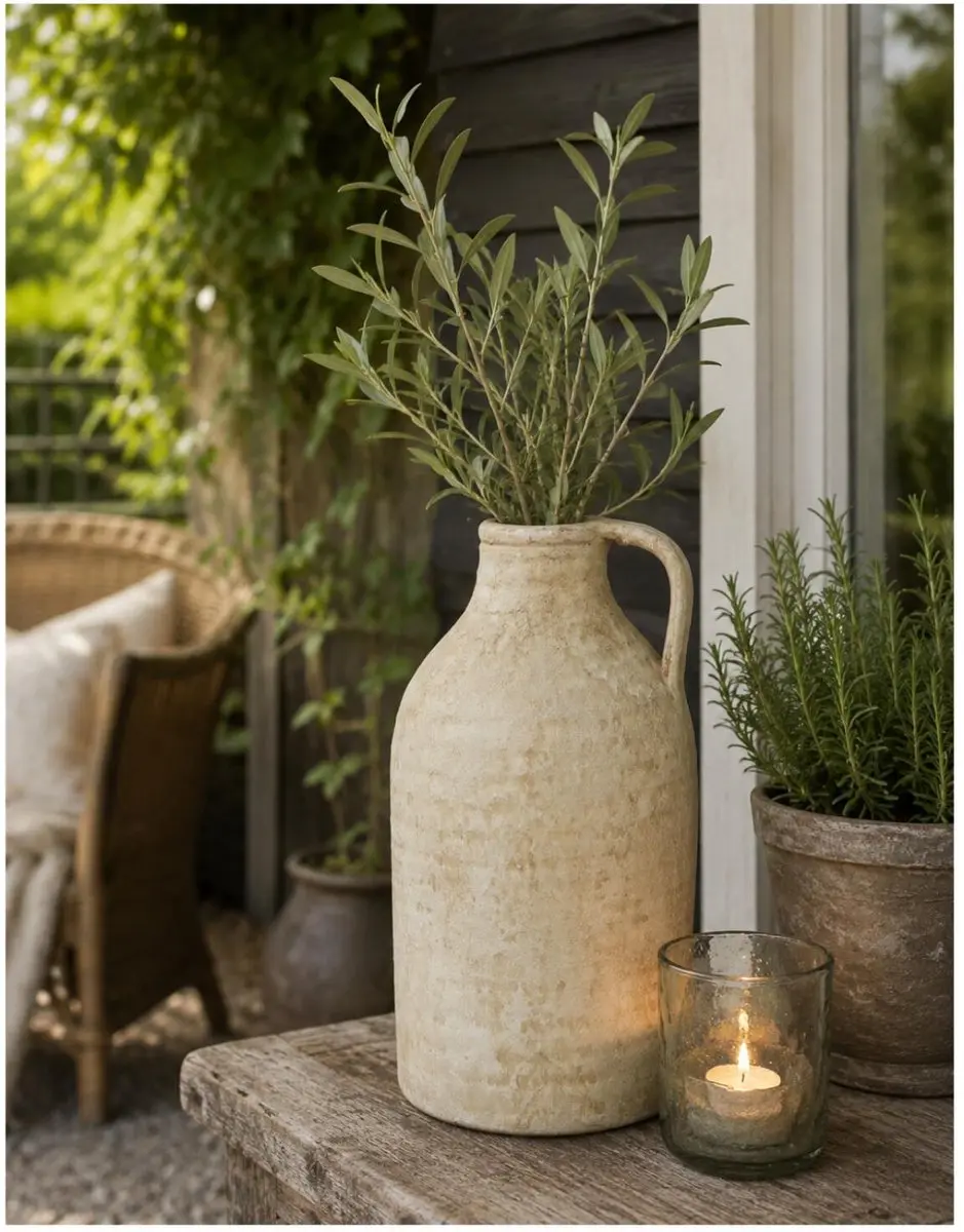 Decoris Terracotta Kruik 15x30cm - Crème