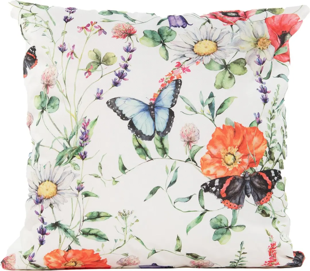 Anna's Collection Sierkussen Vlinders Wit 60x60cm - 2 Stuks