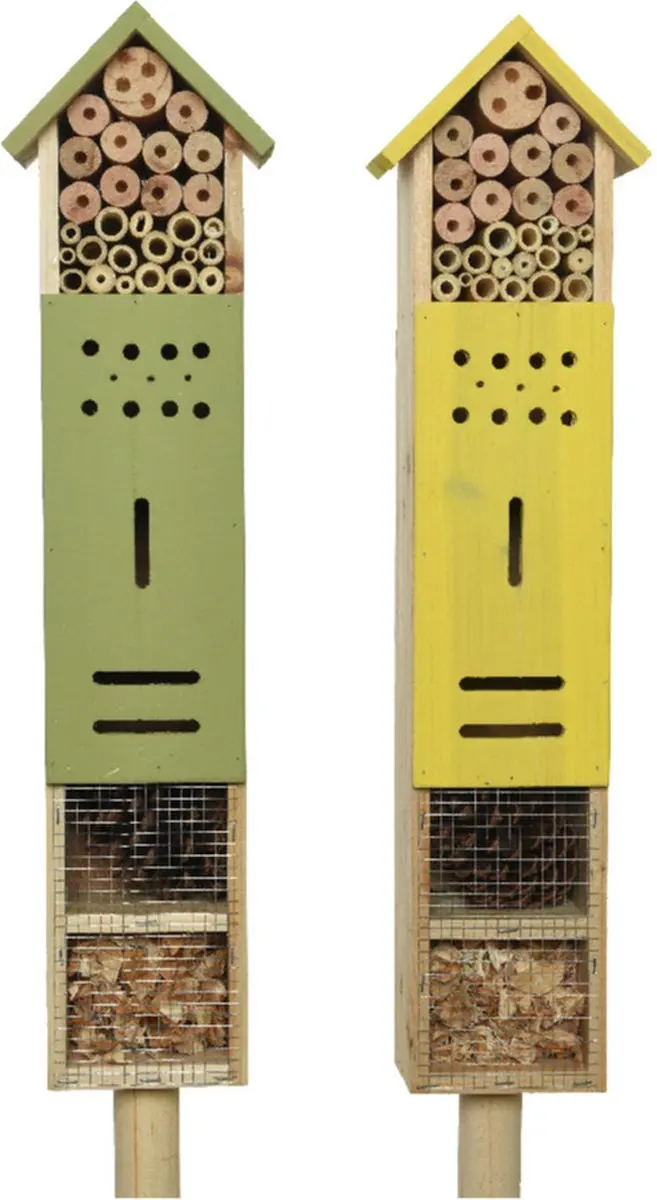 Decoris Insectenhotel op Paal - Geel - 118cm