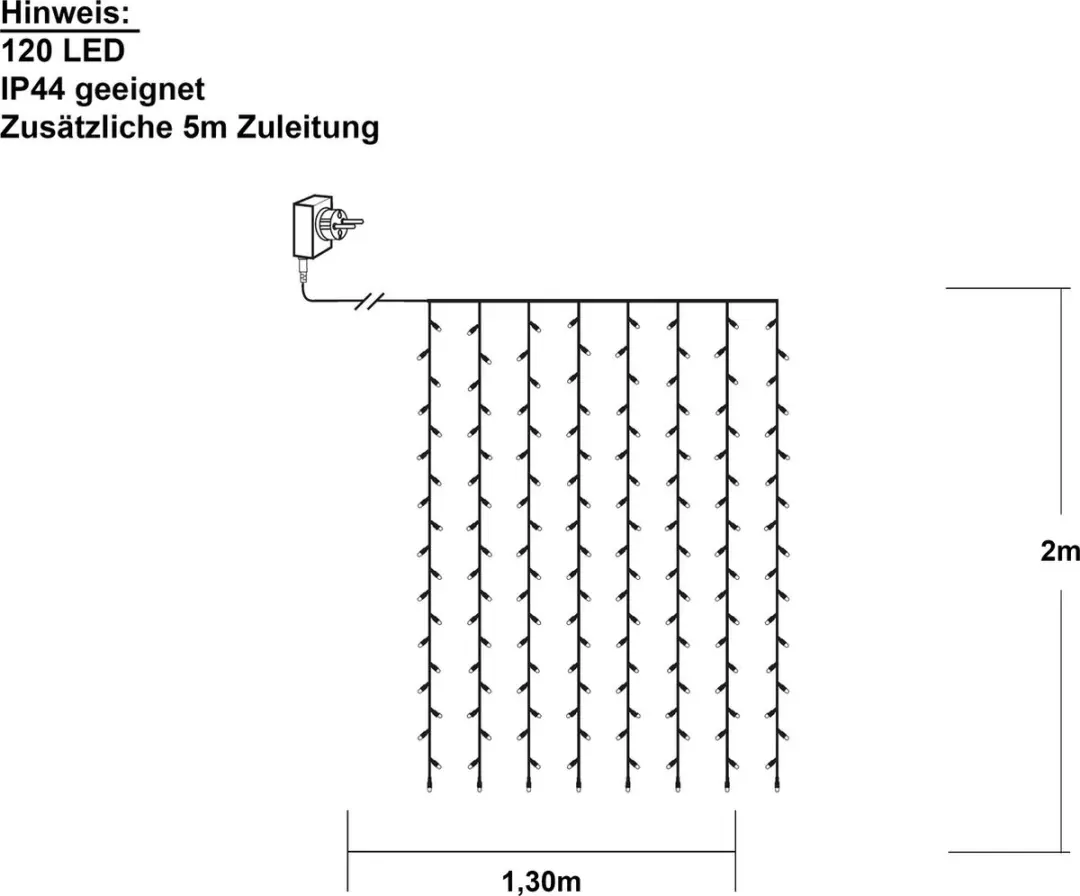 Star Trading Gouden Lichtgordijn 120LED - 1,3x2m - Extra warm wit - afbeelding 6 van 6