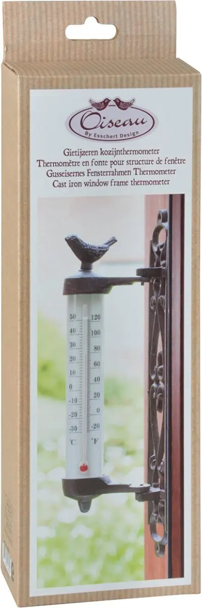 Esschert Design Wandthermometer Gietijzer Vogel 27cm