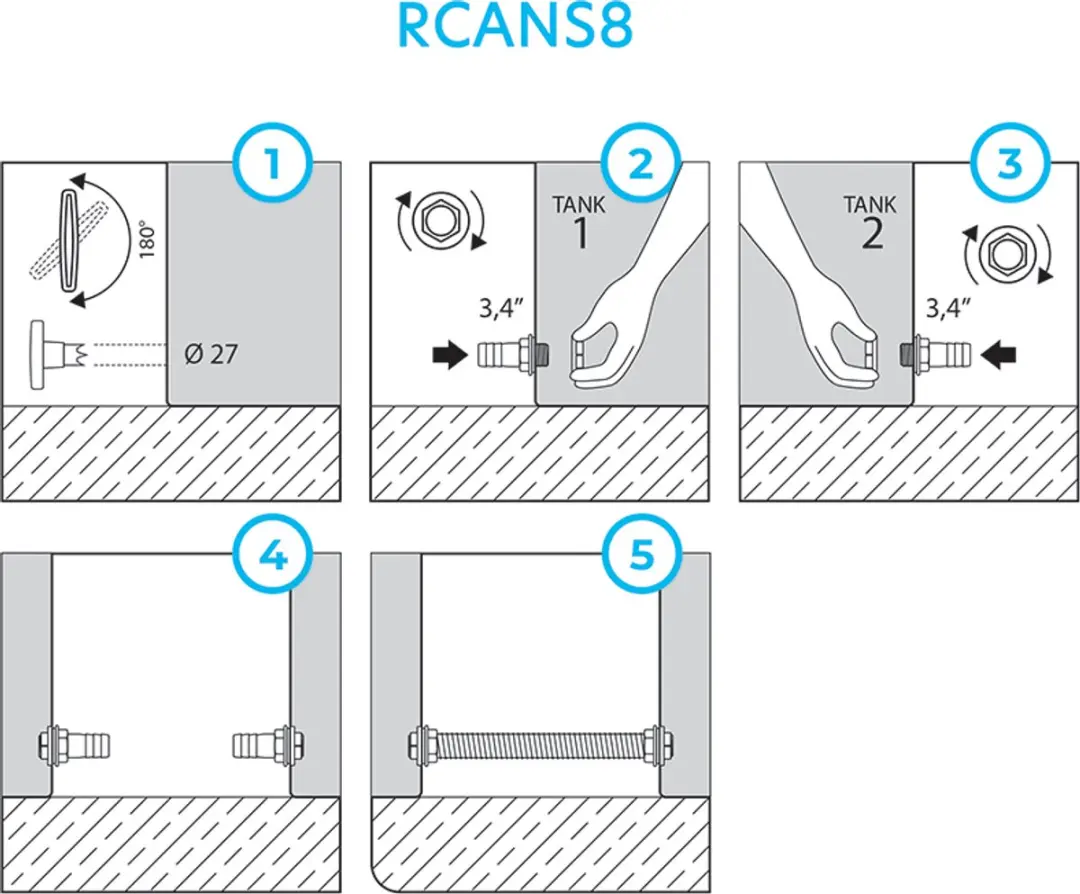 Prosperplast Arves Regentonverbindingsset 19mm - Antraciet