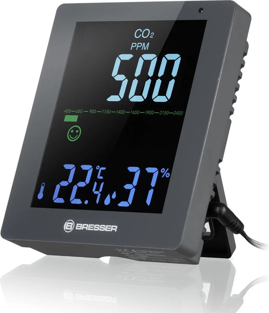 Bresser CO₂ Air Quality Monitor Smile - Grijs - afbeelding 6 van 6