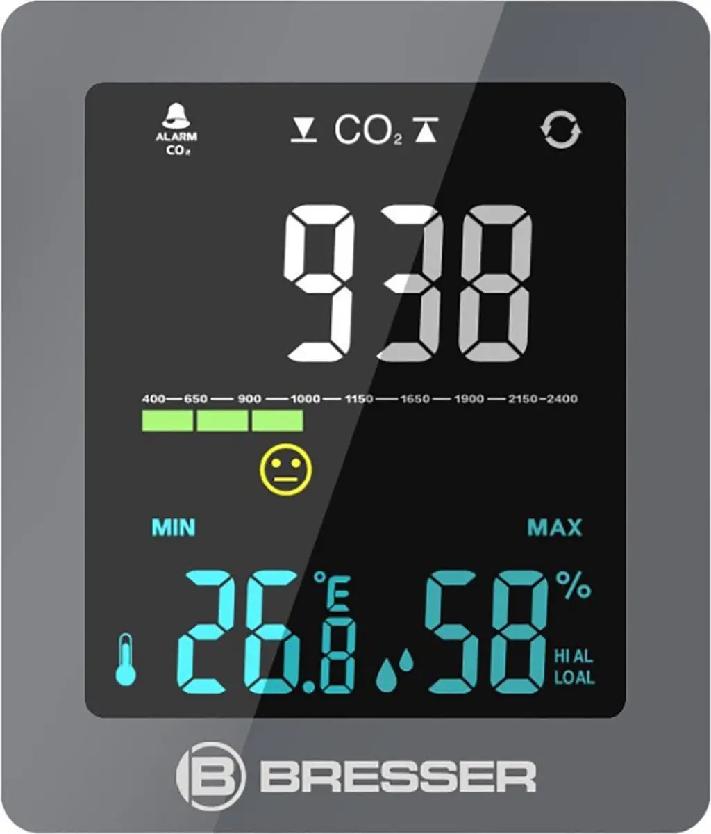 Bresser CO₂ Air Quality Monitor Smile - Grijs