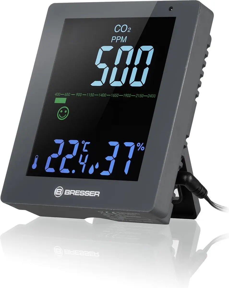 Bresser CO₂ Air Quality Monitor Smile - Grijs