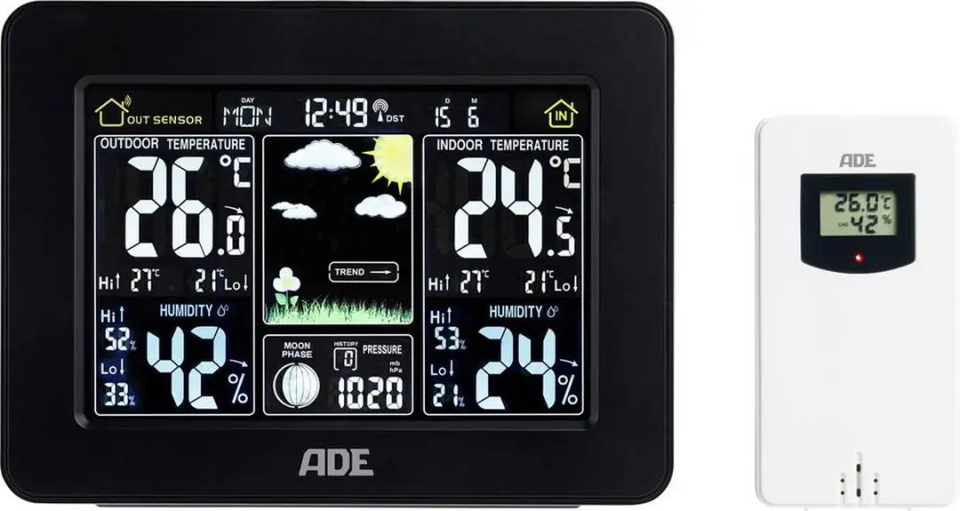 ADE WS 1503 Draadloos Weerstation - Buitensensor - 1 Dag Voorspelling