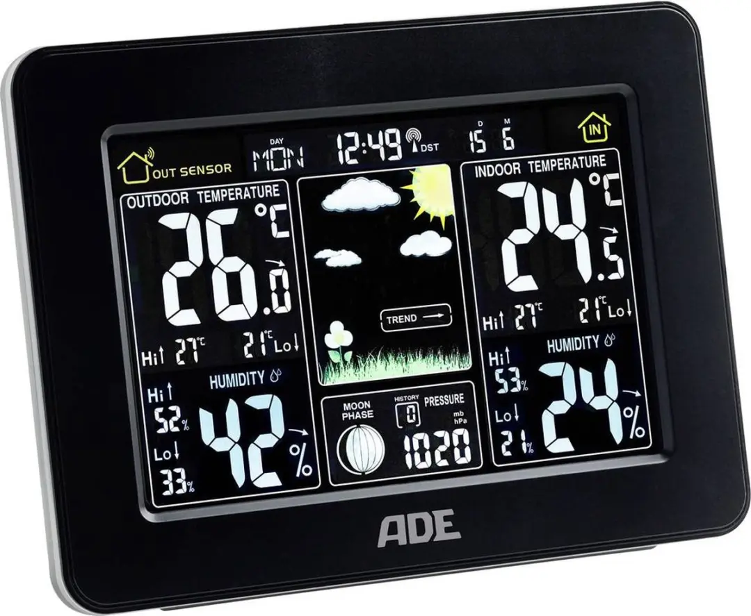 ADE WS 1503 Draadloos Weerstation - Buitensensor - 1 Dag Voorspelling