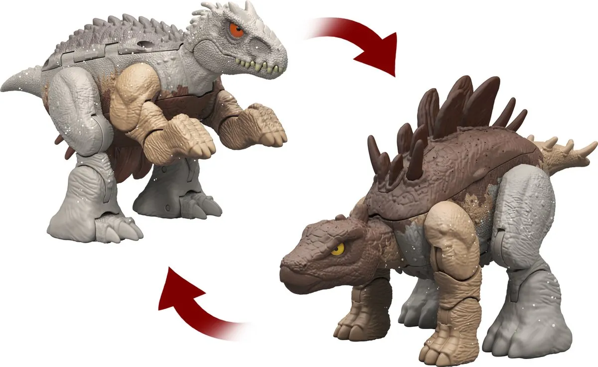 Mattel Jurassic World Fierce Changers Indominus Rex & Kentrosaurus HVB17 - Bruin/Grijs