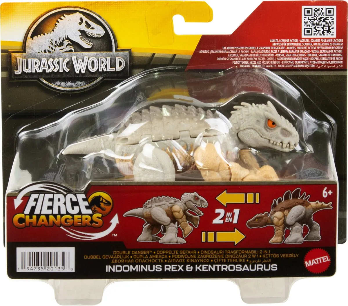 Mattel Jurassic World Fierce Changers Indominus Rex & Kentrosaurus HVB17 - Bruin/Grijs