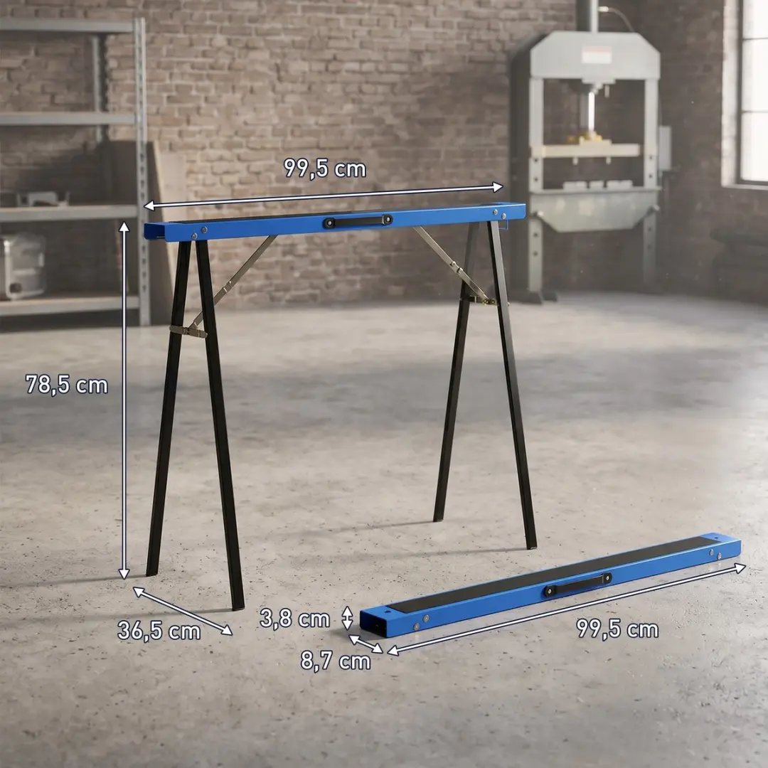 Homcom Schraag Metaal EVA 99,5x36,5x78,5cm - 350kg - Blauw/Zwart