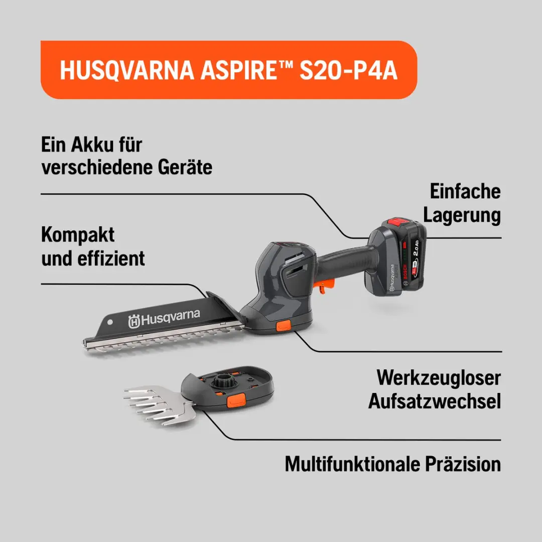 Husqvarna Accu Gras- en Struikschaar Aspire S20-P4A 18V - 220mm/130mm