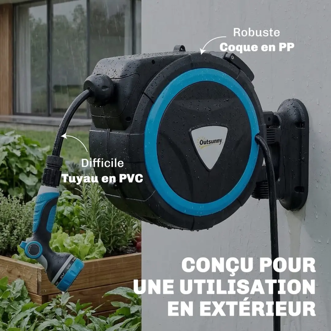 Outsunny Oprolbare Tuinslanghaspel 15.5m - Blauw