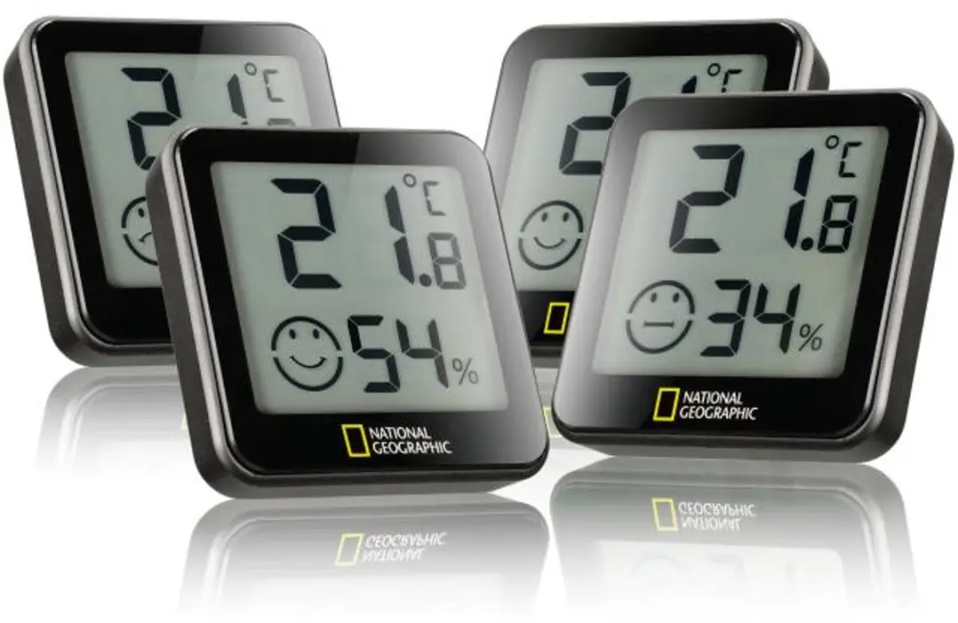 National Geographic Thermo-Hygrometer Set - 4 Stuks Zwart