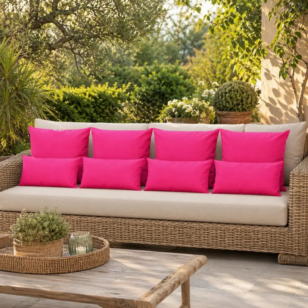 Anna's Collection Bank/Tuin Kussens Set 8 Stuks - Fuchsia - 2 Formaten - afbeelding 6 van 6