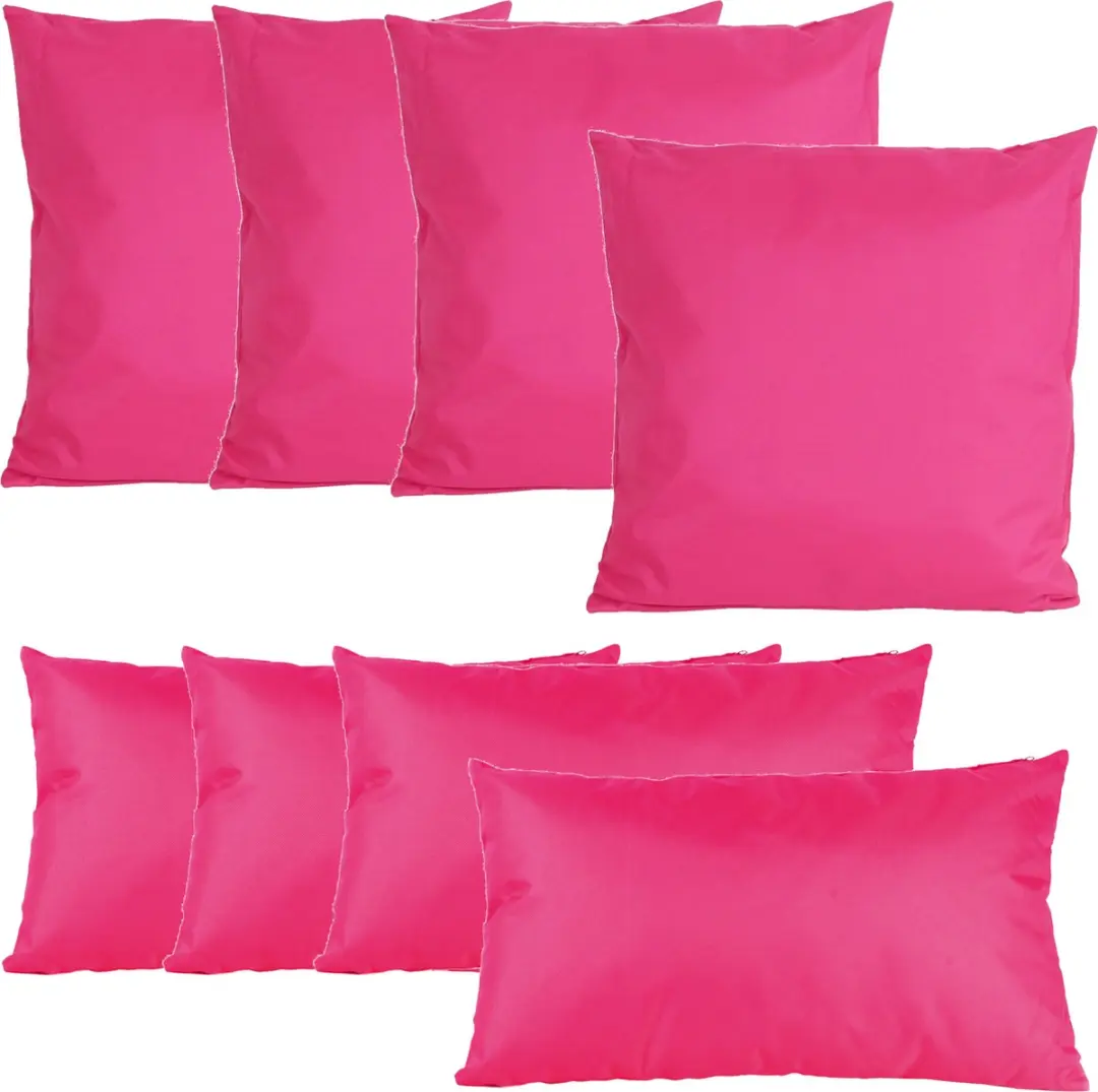 Anna's Collection Bank/Tuin Kussens Set 8 Stuks - Fuchsia - 2 Formaten