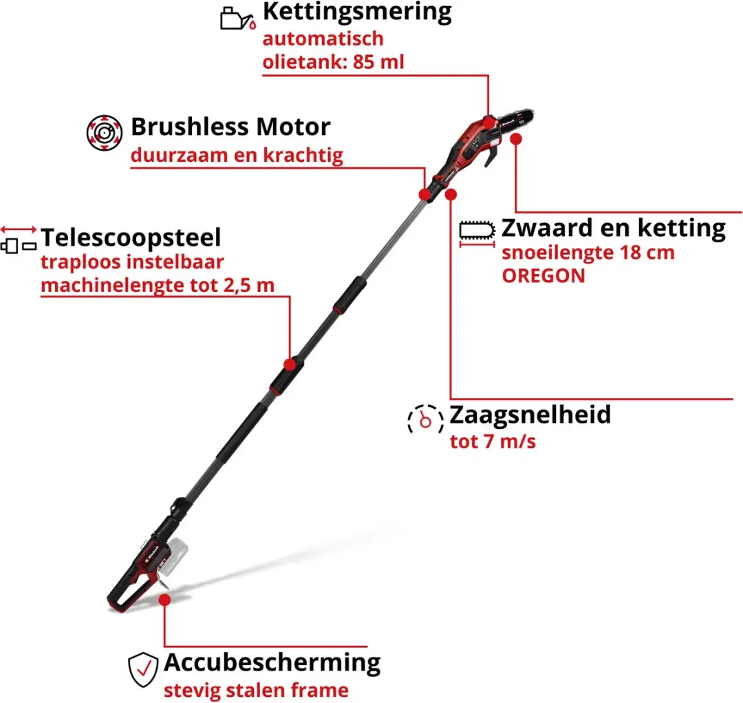 Einhell Professional GP-LC 18/20 Li T BL Solo Accu Telescopische Kettingzaag - 18V