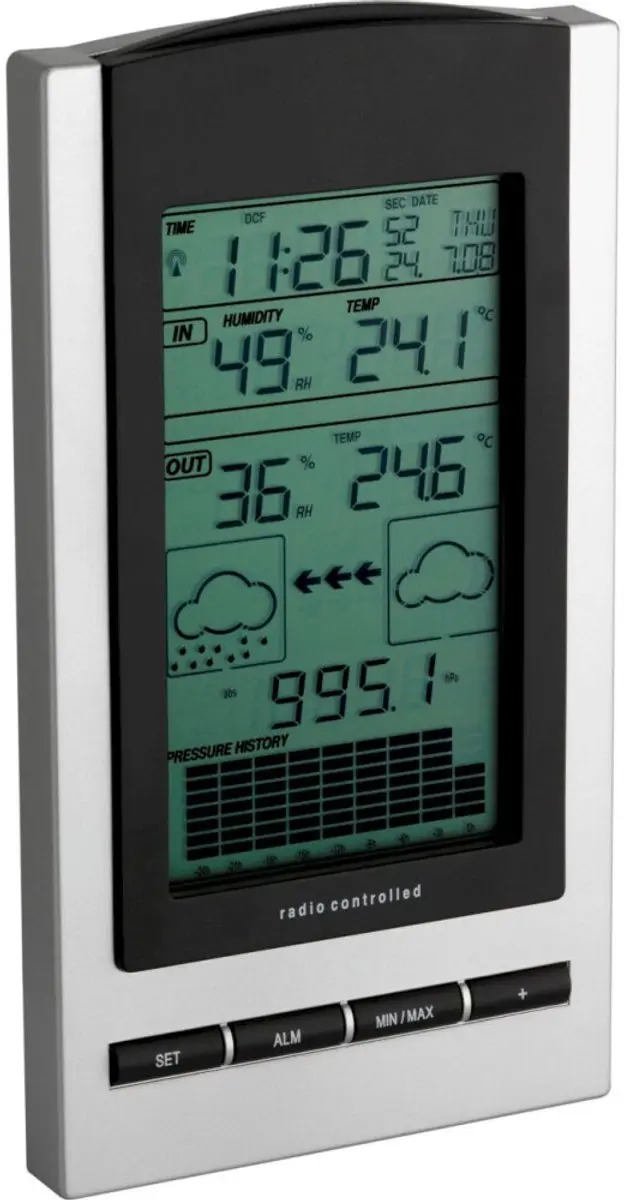 TFA Dostmann 35.1083.54 Digitaal Weerstation - Radiogestuurd - Zilverkleurig/Zwart
