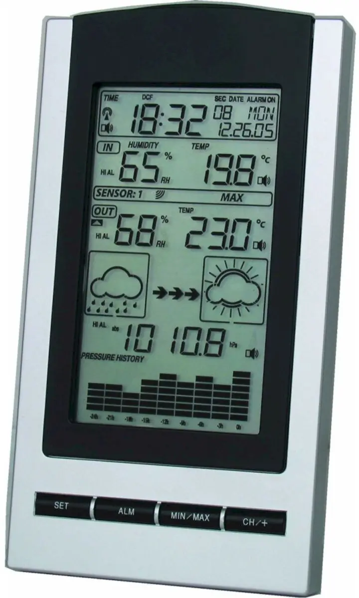 TFA Dostmann 35.1083.54 Digitaal Weerstation - Radiogestuurd - Zilverkleurig/Zwart