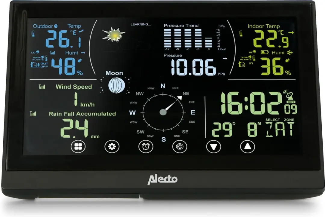 Alecto WS3875 Professioneel Weerstation 6-in-1 - Zwart - afbeelding 6 van 6