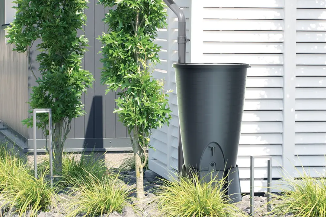 Prosperplast Peruno Regenton 260L - Grafiet - met voet, kraantje & vulautomaat