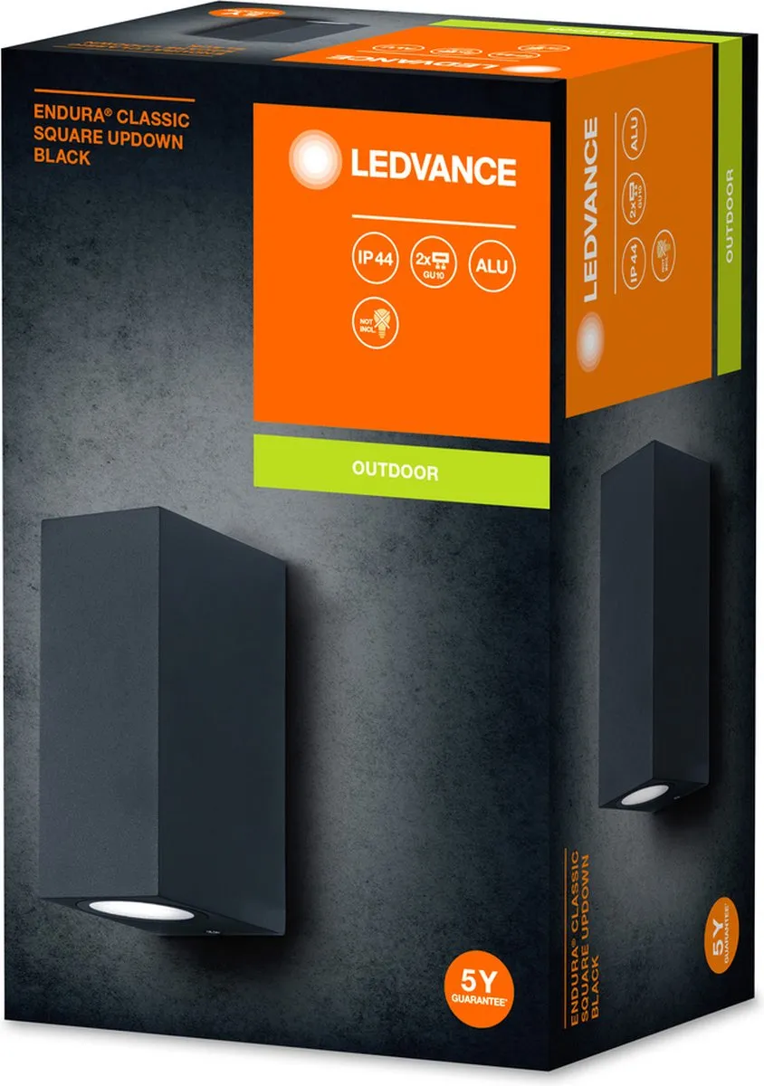 LEDVANCE ENDURA Classic Square Updown Buitenlamp - Zwart - IP44