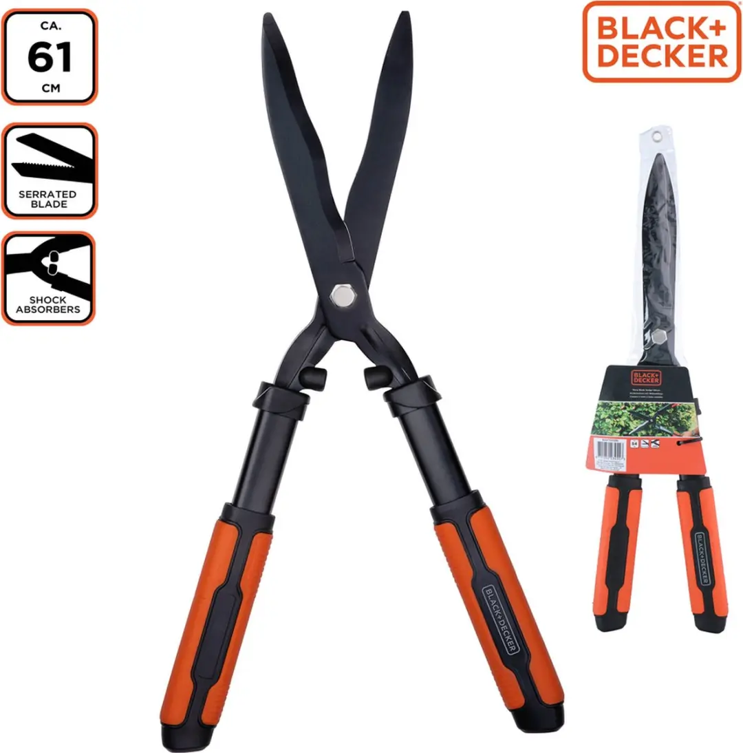 BLACK+DECKER Heggenschaar 61cm - Gekartelde Bladen - Zwart/Oranje