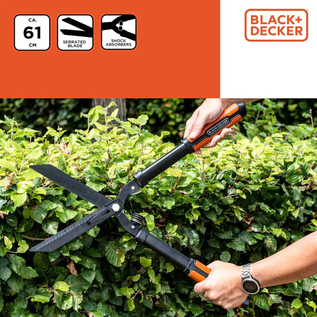 BLACK+DECKER Heggenschaar 61cm - Gekartelde Bladen - Zwart/Oranje