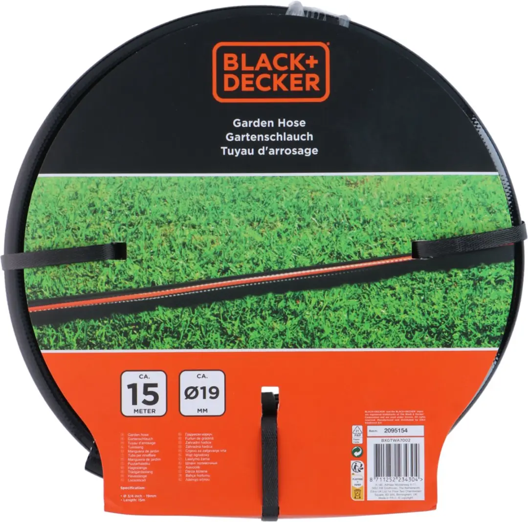 BLACK+DECKER Tuinslang 15m 19mm - Zwart/Oranje - afbeelding 6 van 6
