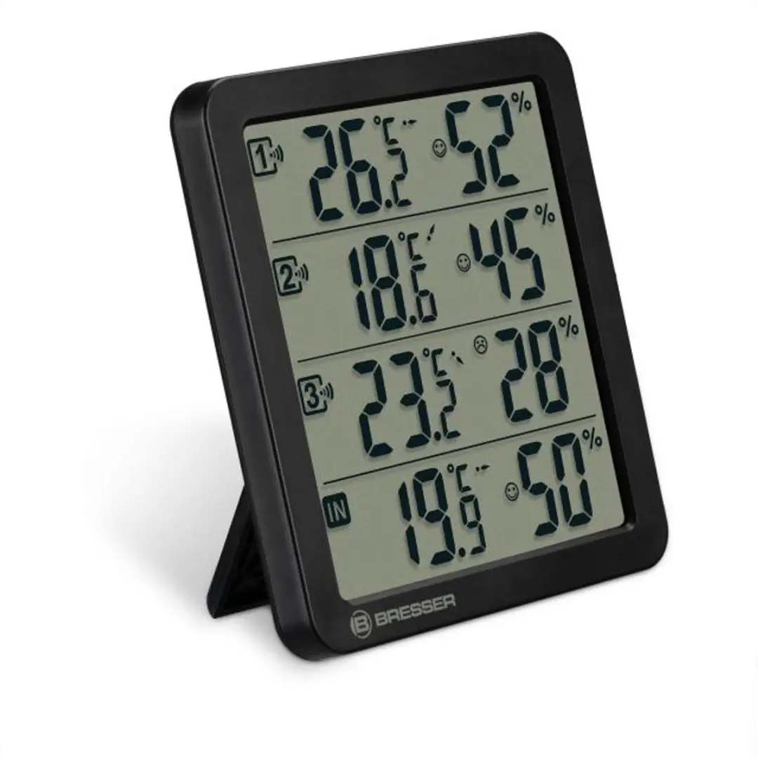 Bresser Quadro NV Weerstation - 3 Sensoren - Zwart