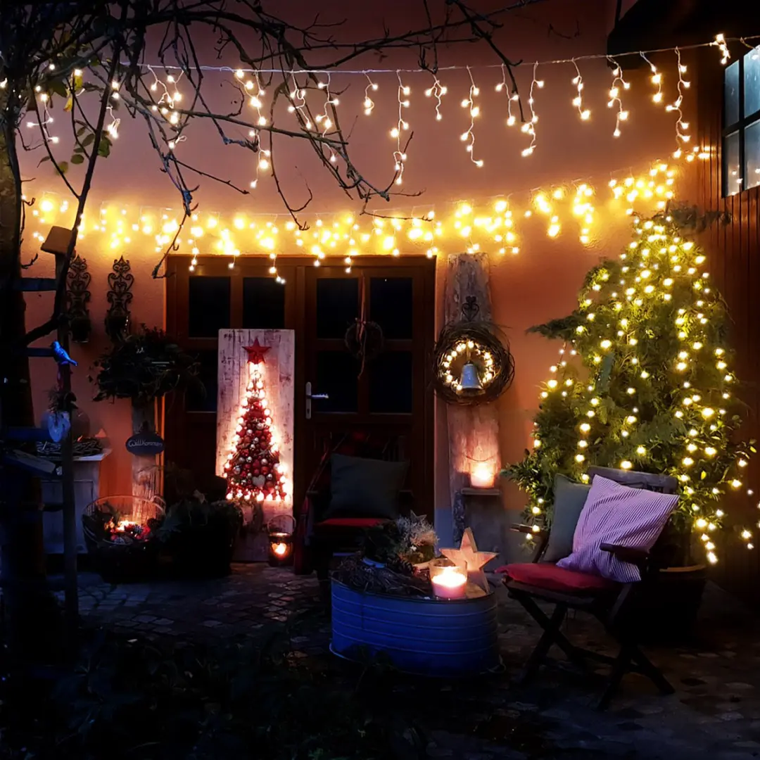 Monzana Lichtgordijn 600 LED Warmwit 20m - afbeelding 6 van 6