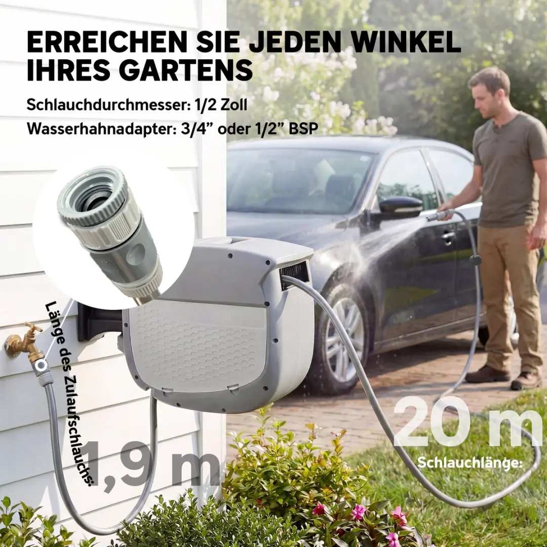 Outsunny Slanghaspel 20m - Grijs - afbeelding 6 van 6