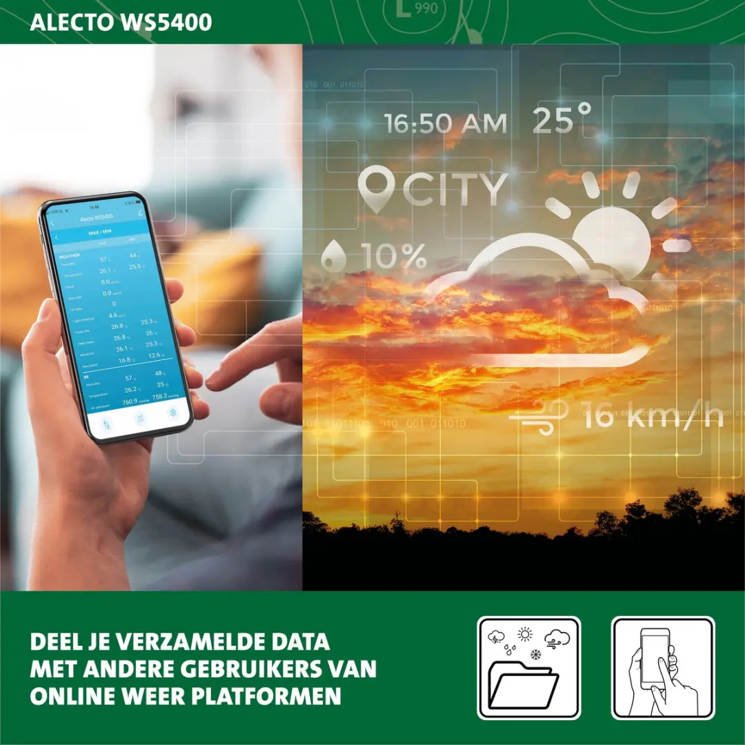 Alecto WS5400 Professioneel WiFi Weerstation - 8-in-1 - Wit-Grijs