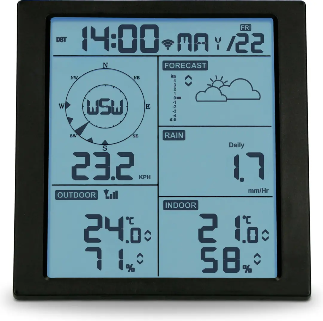 Alecto WS5200 Professioneel WiFi Weerstation - 6-in-1 - Zwart-Wit