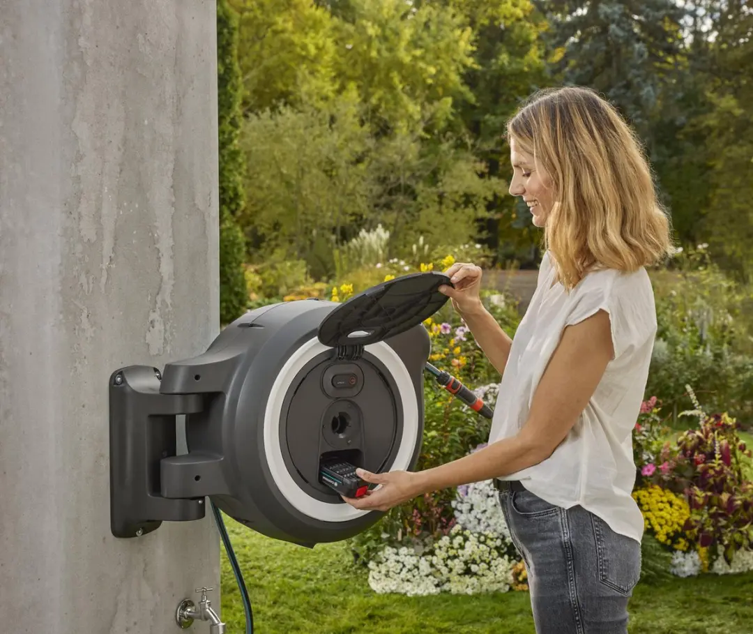 Gardena PowerRoll XL Accu-slanghaspel 40m - Grijs-wit