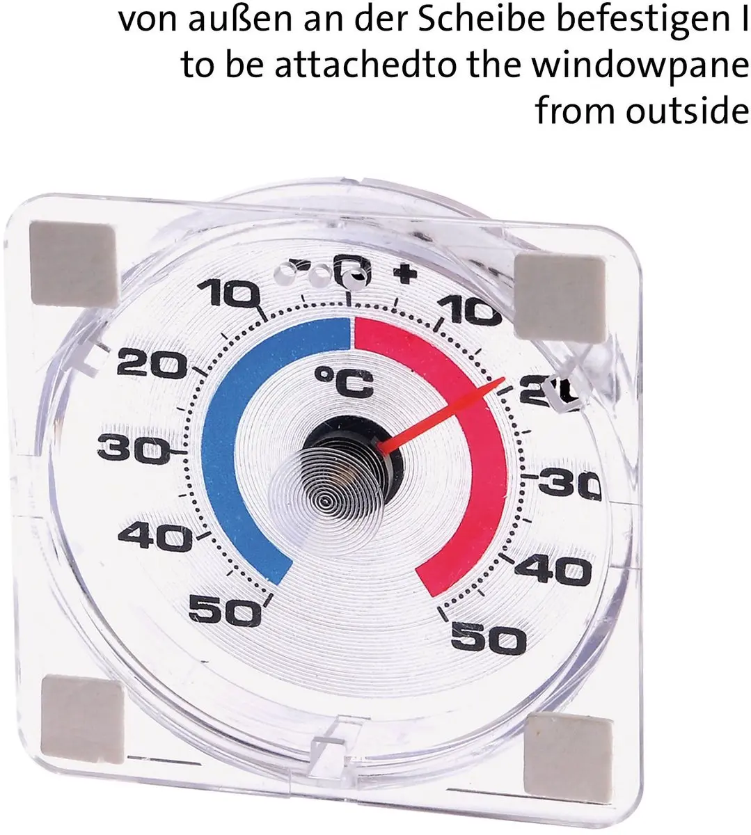 Westmark Raamthermometer -50°C tot 50°C - 7,6x7,6cm - Wit/Rood/Blauw