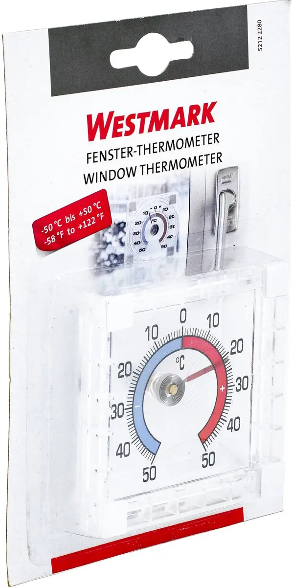 Westmark Raamthermometer -50°C tot 50°C - 7,6x7,6cm - Wit/Rood/Blauw