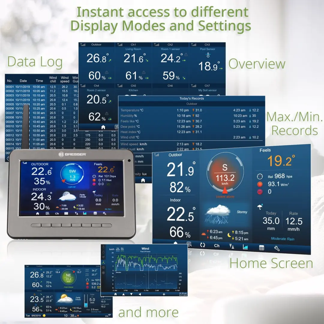 Bresser WLAN HD TFT Weerstation 7-in-1 - Zwart