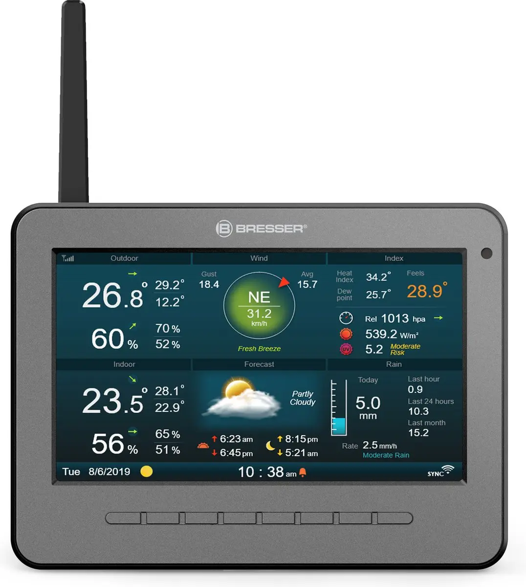 Bresser WLAN HD TFT Weerstation 7-in-1 - Zwart