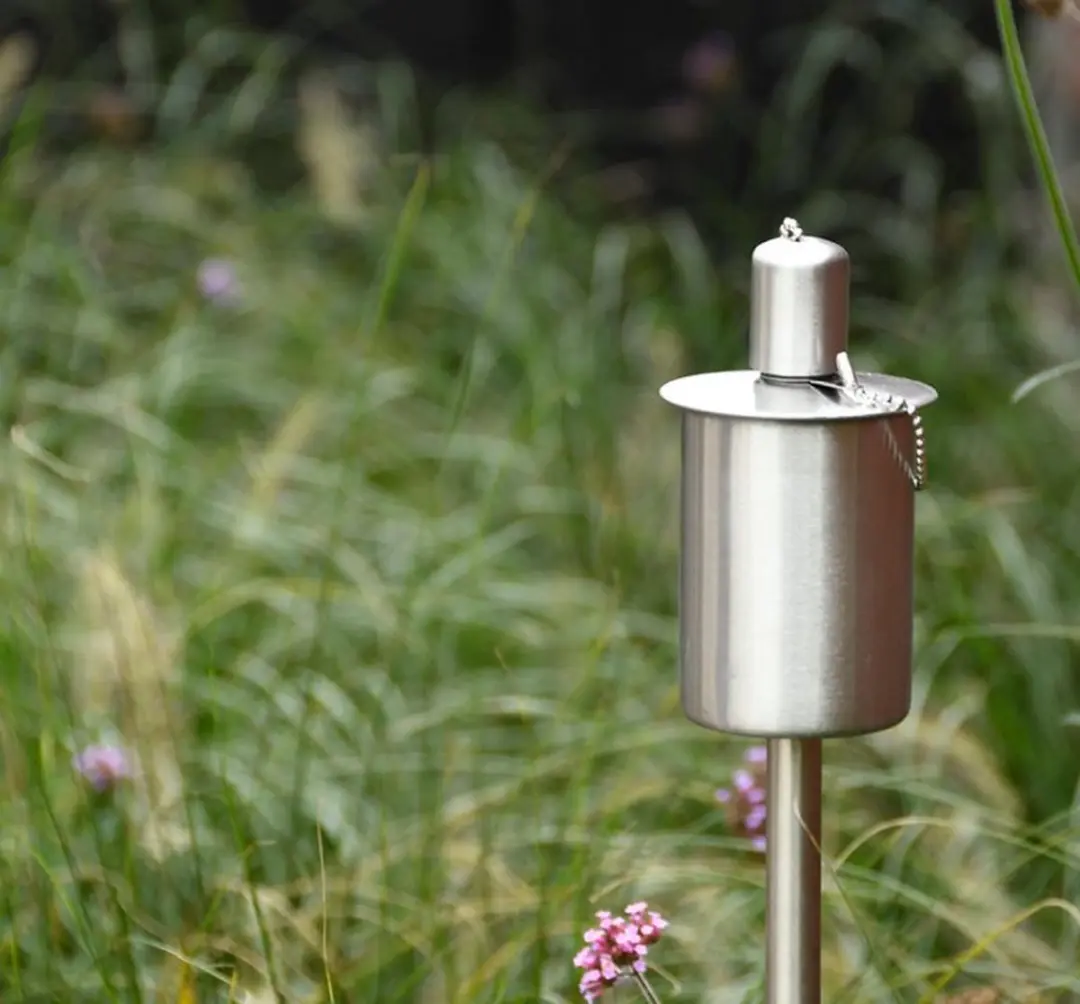 Esschert Design Oliefakkel op Paal - 8cm - Roestvrij Staal - afbeelding 6 van 6