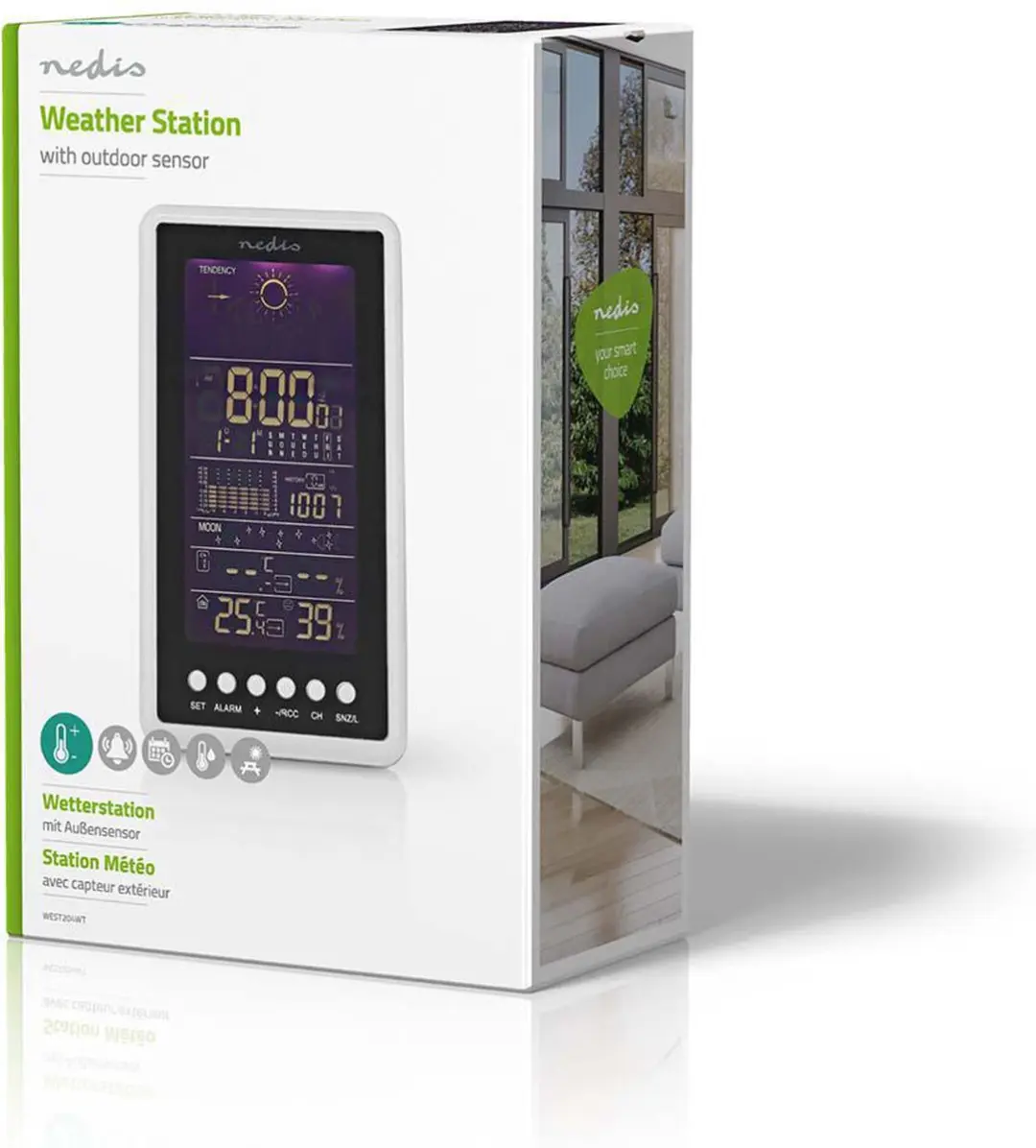 Nedis Weerstation Binnen & Buiten LCD - Wit