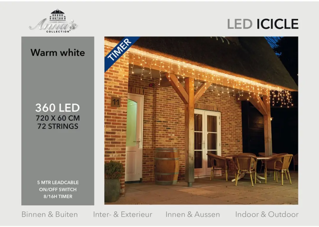 Anna's Collection IJspegelverlichting Lichtsnoer 720 LED - 1440cm Warm Wit