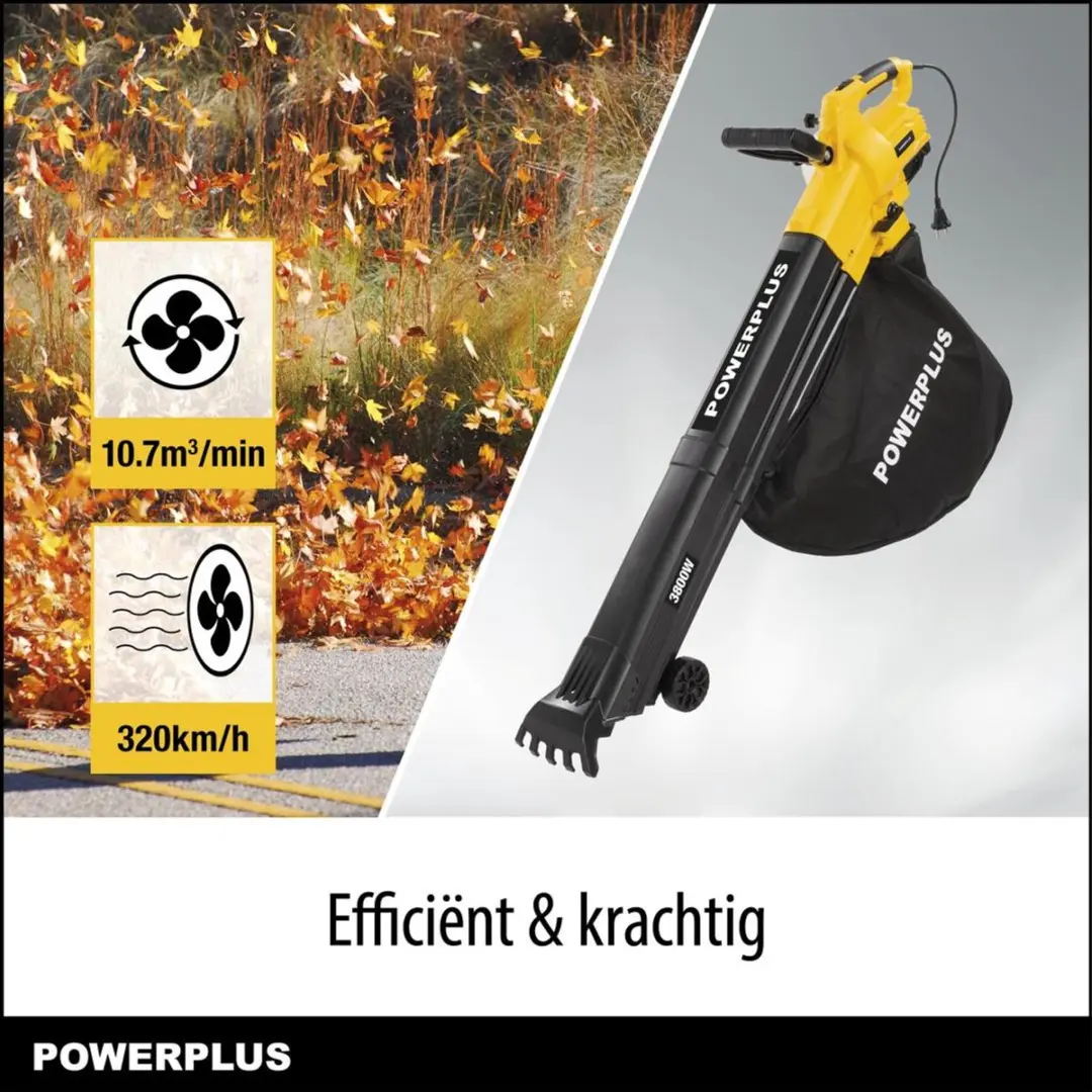 Powerplus POWXG4039 Elektrische Bladblazer 3800W - 320 km/h