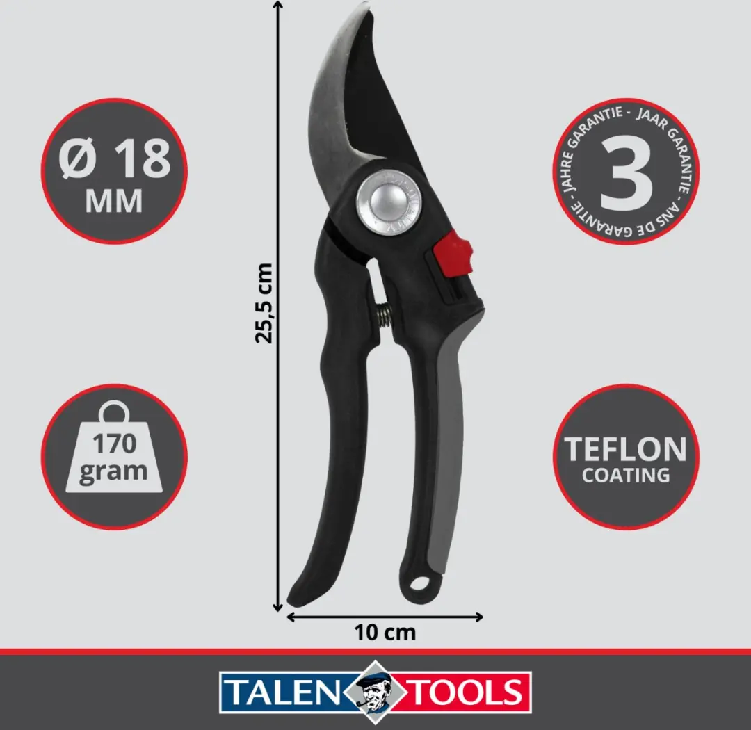 Talen Tools Premium Voorbijsnijdende Snoeischaar 18,5cm