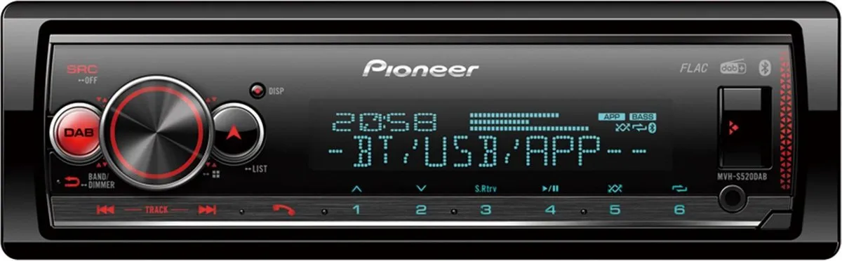 Pioneer MVH-S520DAB Autoradio Enkel DIN - 4x50W - Zwart