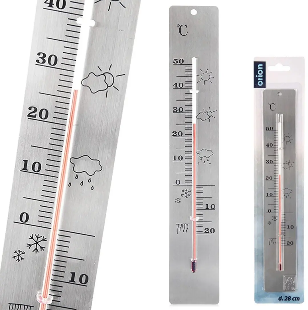 Orion Buitenthermometer Roestvrij Staal 28cm - Zilver