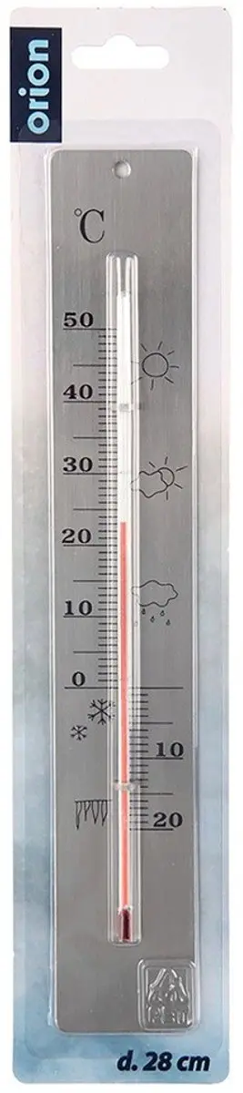 Orion Buitenthermometer Roestvrij Staal 28cm - Zilver
