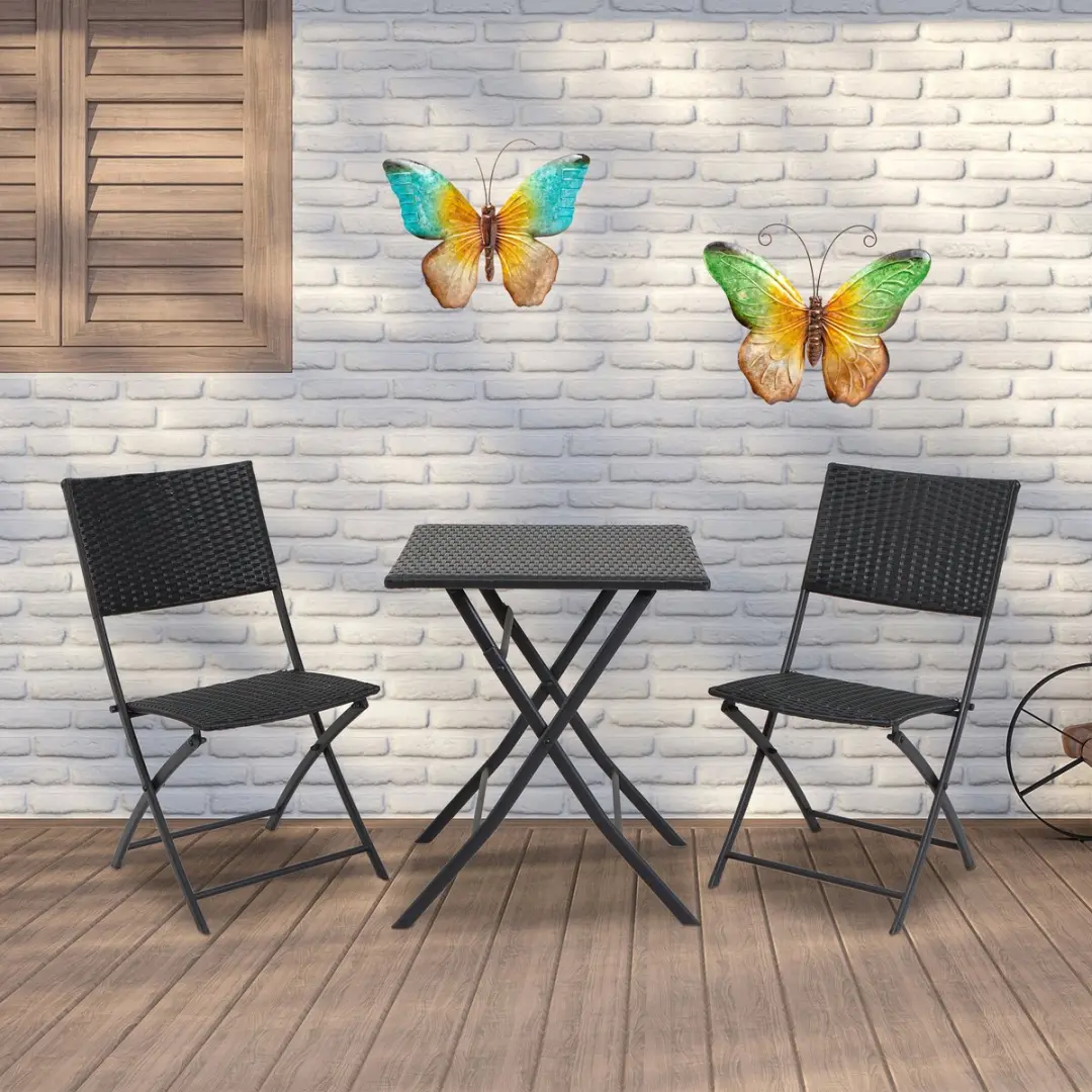 Anna's Collection Vlinders Wanddecoratie 2x - 44x32cm - Blauw/Groen