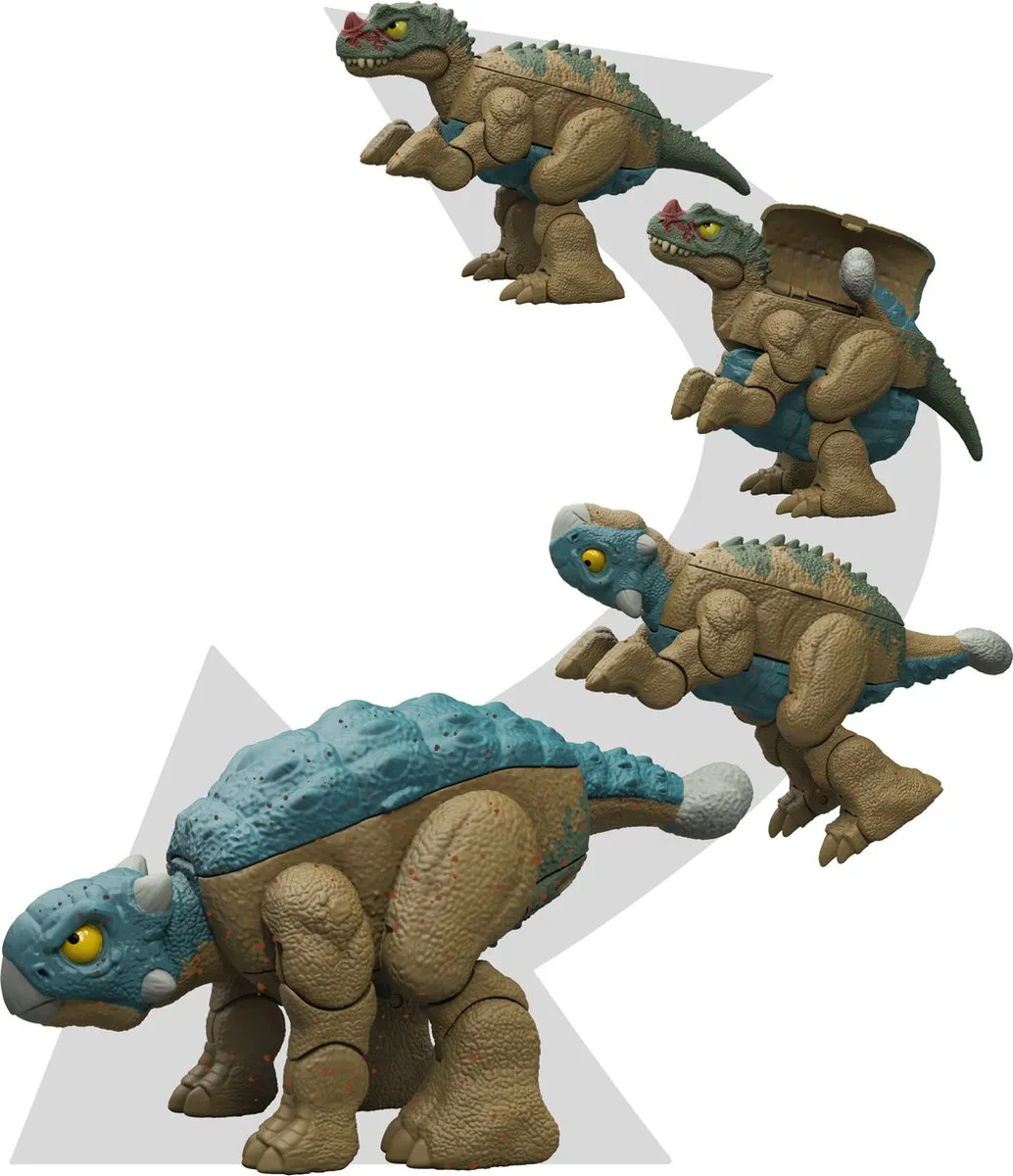 Mattel Jurassic World Fierce Changers Bumpy HVB18 - Ceratosaurus & Ankylosaurus - Blauw/Bruin