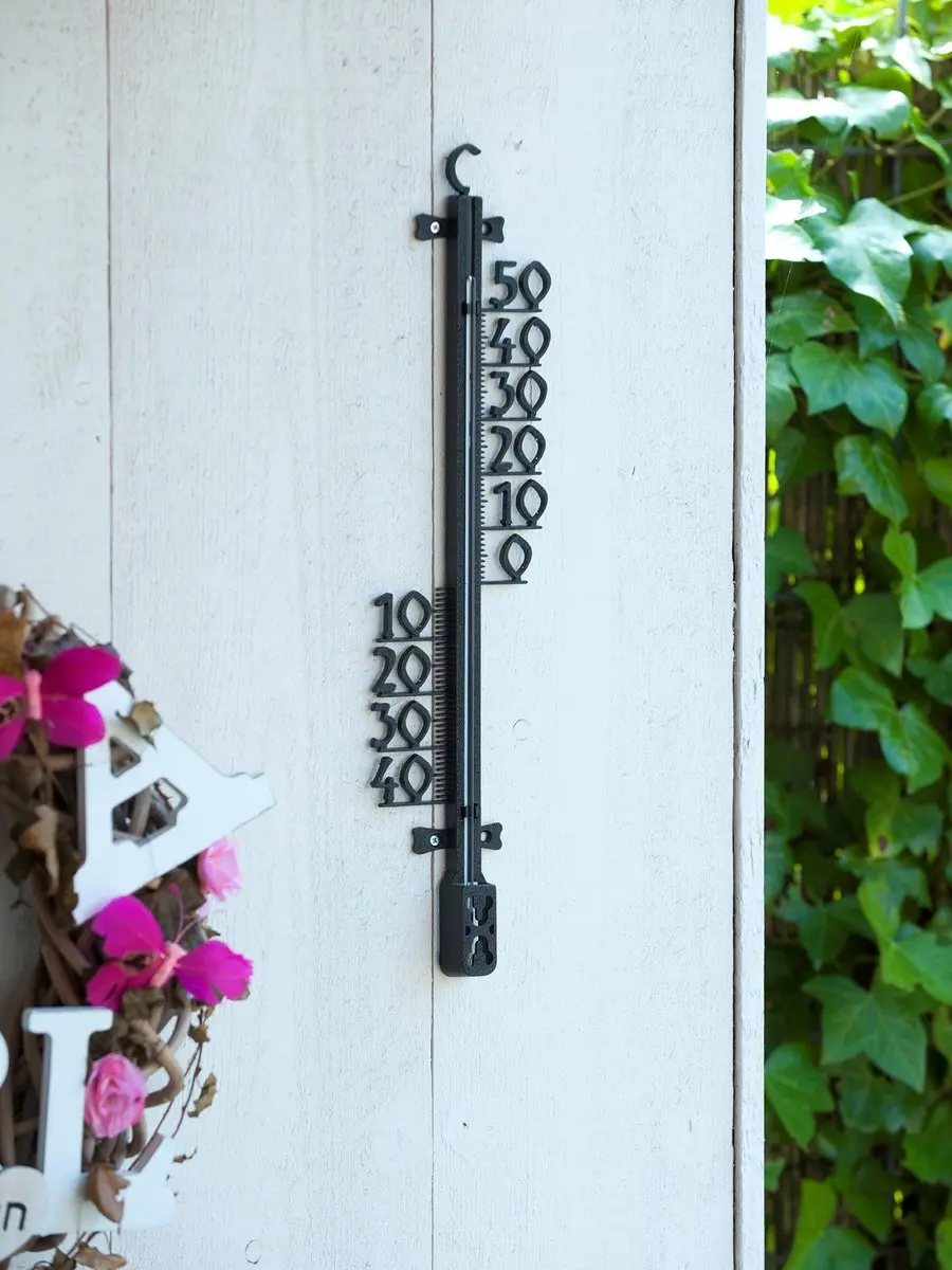Nature Buitenthermometer Zwart 11x46cm