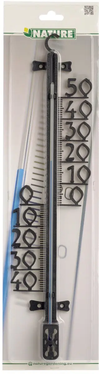 Nature Buitenthermometer Zwart 11x46cm